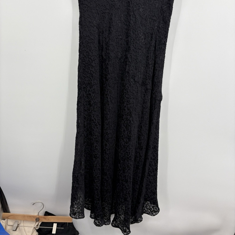 Vtg Ralph Lauren Maxi Dress Large  Whimsigoth 90s Y2K Silk Burnout Velvet Slip - Picture 9 of 9